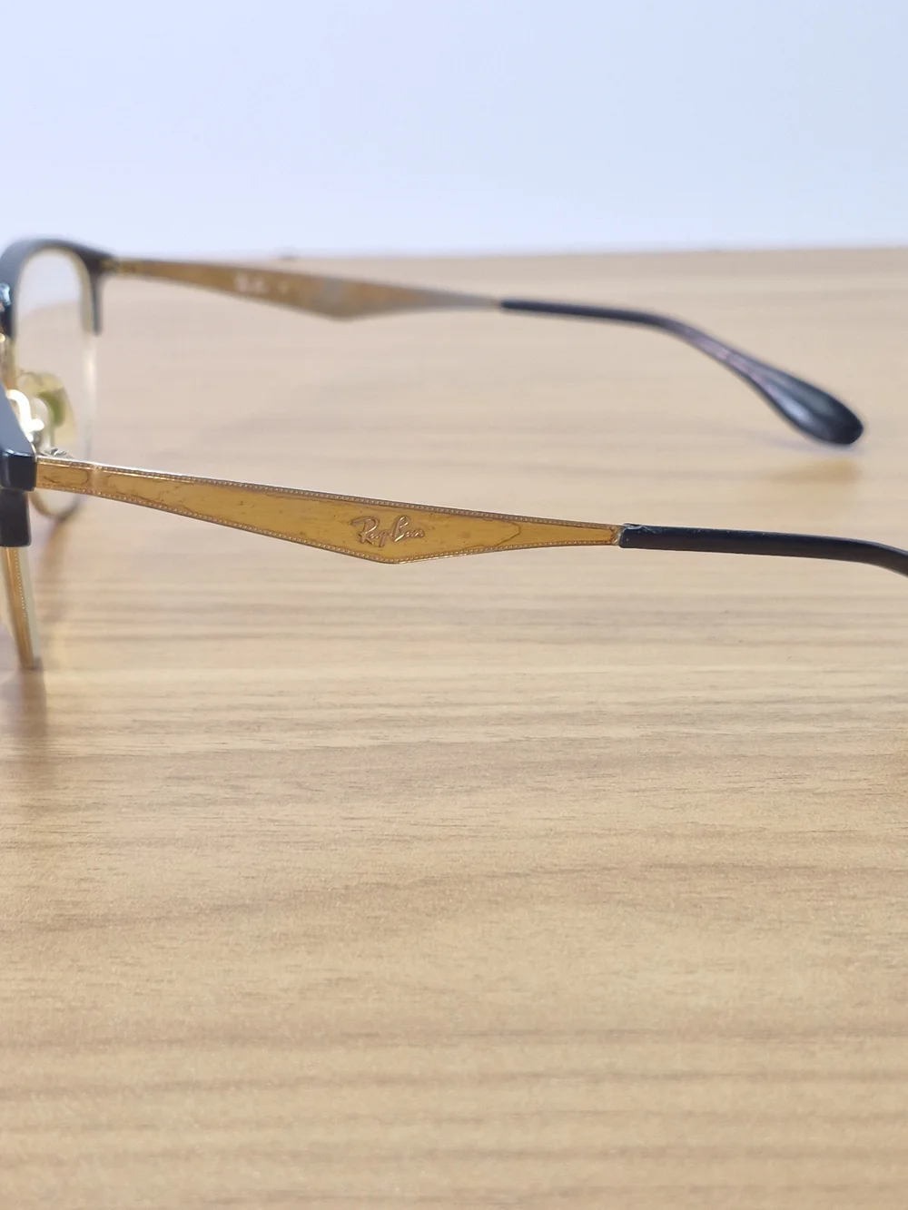​Vintage Ray-Ban Clubmaster Style Black Gold Eyeglass Frames 53-19 Optical